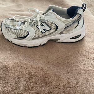 Size 8-New Balance White and Gray Running Shoes